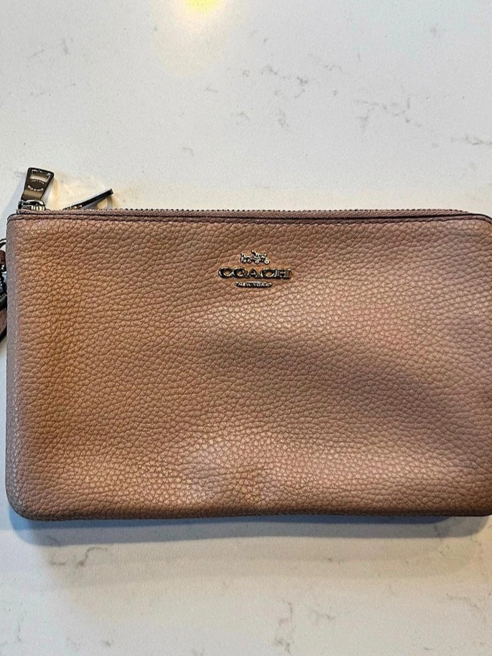 Coach Double Zip Wristlet Pink Clutch Bag